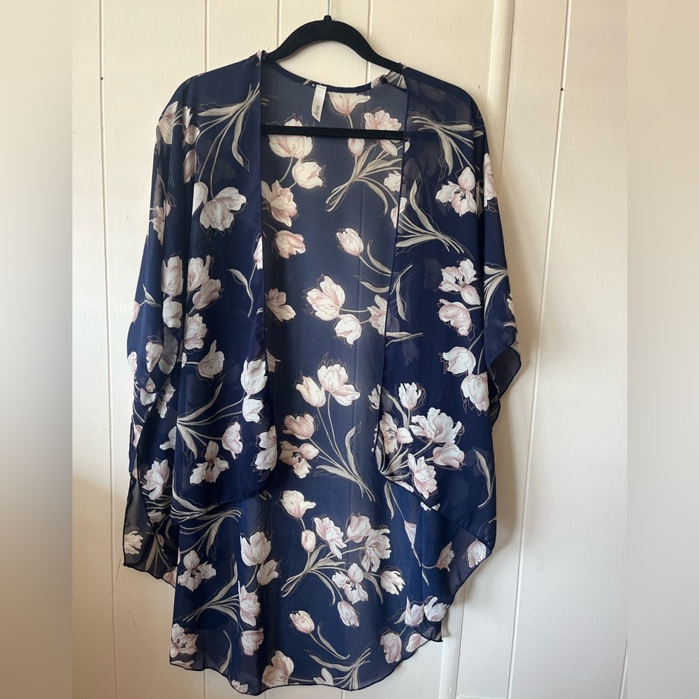 Floral Kimono Sheer Blue